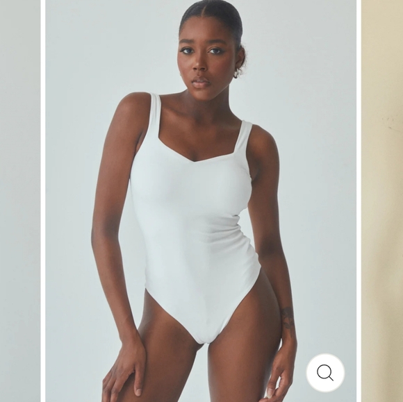 Klassy Network Tops - NWT White Sweetheart Tank Bodysuit